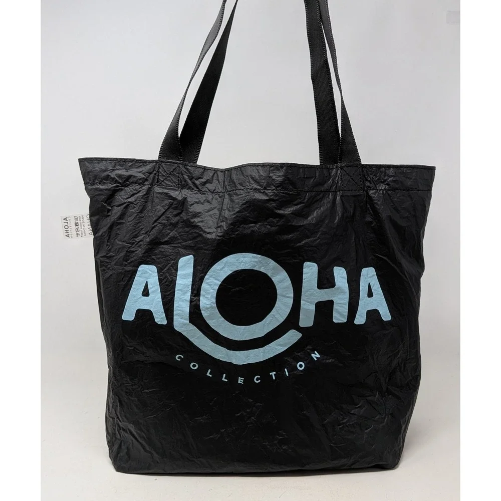 ALOHA Collection Reversible Tote Bag Mokihana Black Floral Hawaii - *READ*